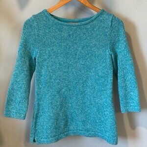 LL Bean 100% Cotton Boat-Neck Sweater in Aqua – Small